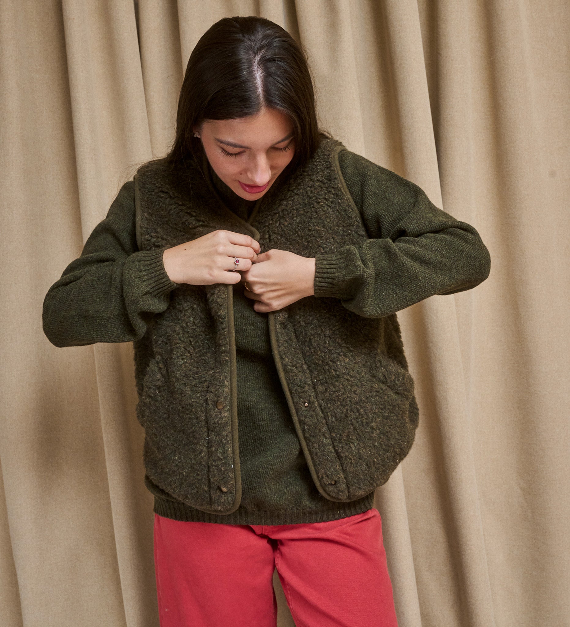 TYRA classic merino wool jumper - Forest Floor