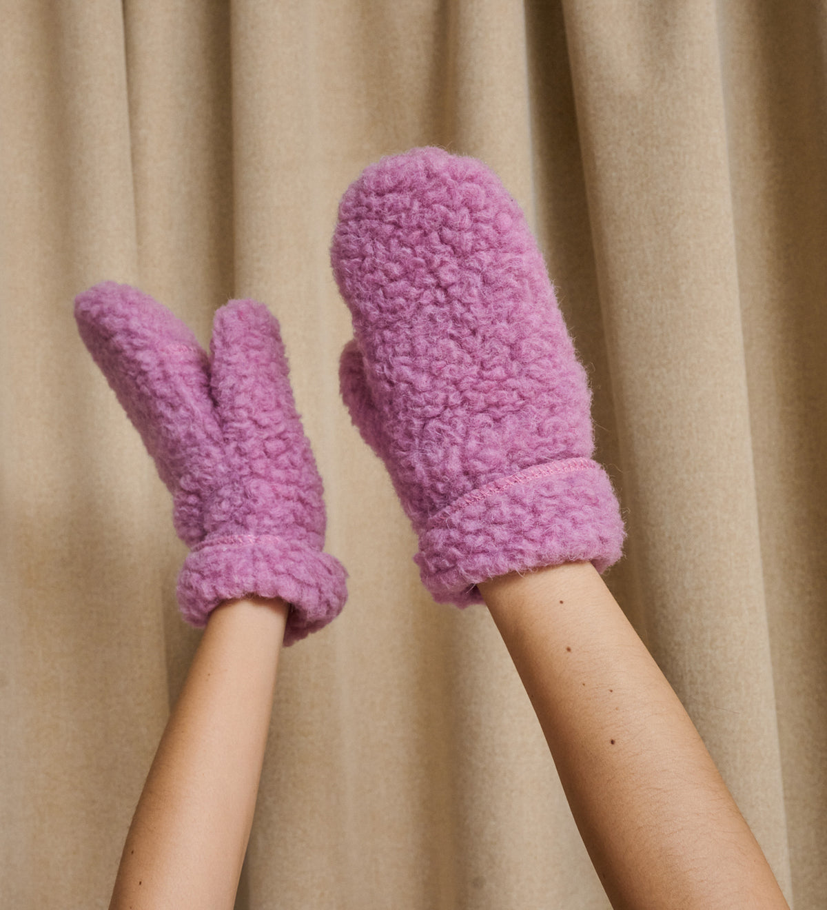 ISLA merino wool fingerless mittens - dusty rose
