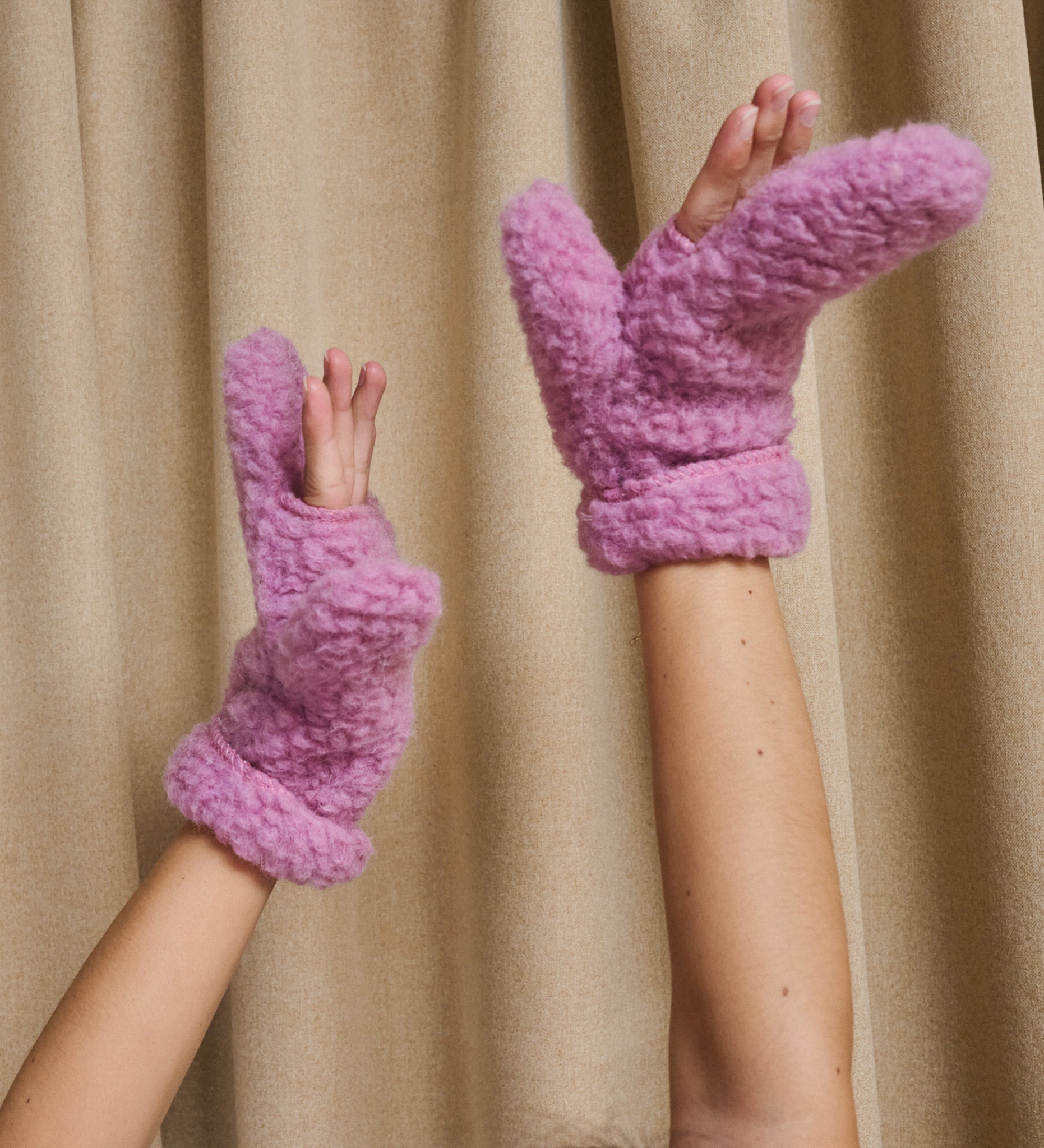 ISLA merino wool fingerless mittens - dusty rose