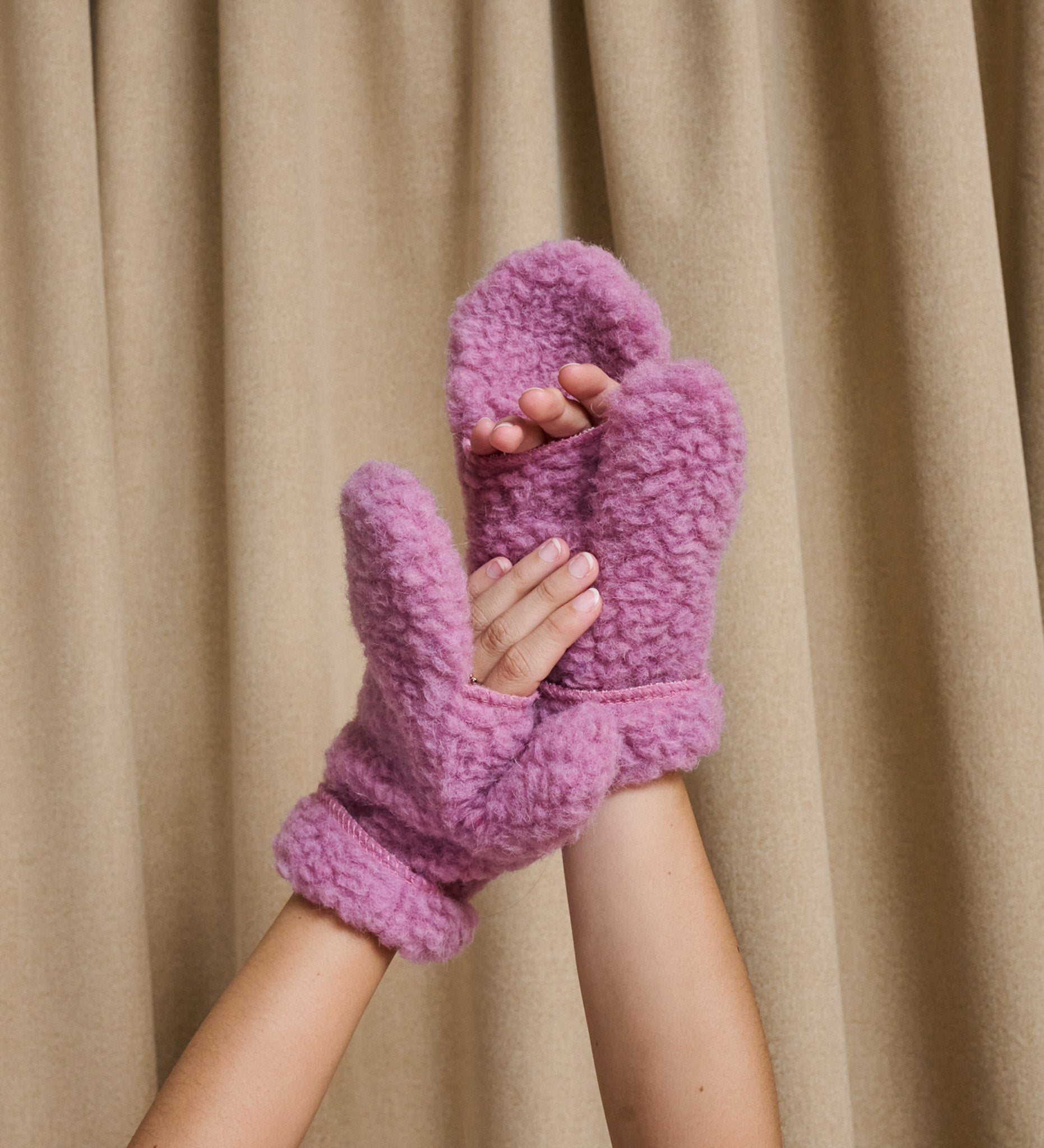 ISLA merino wool fingerless mittens - dusty rose