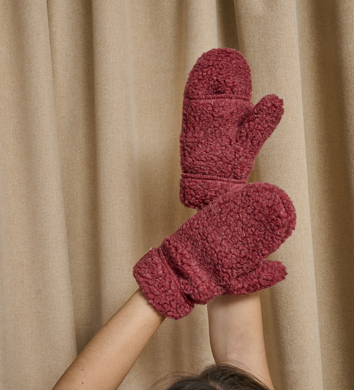 ISLA merino wool fingerless mittens - pink
