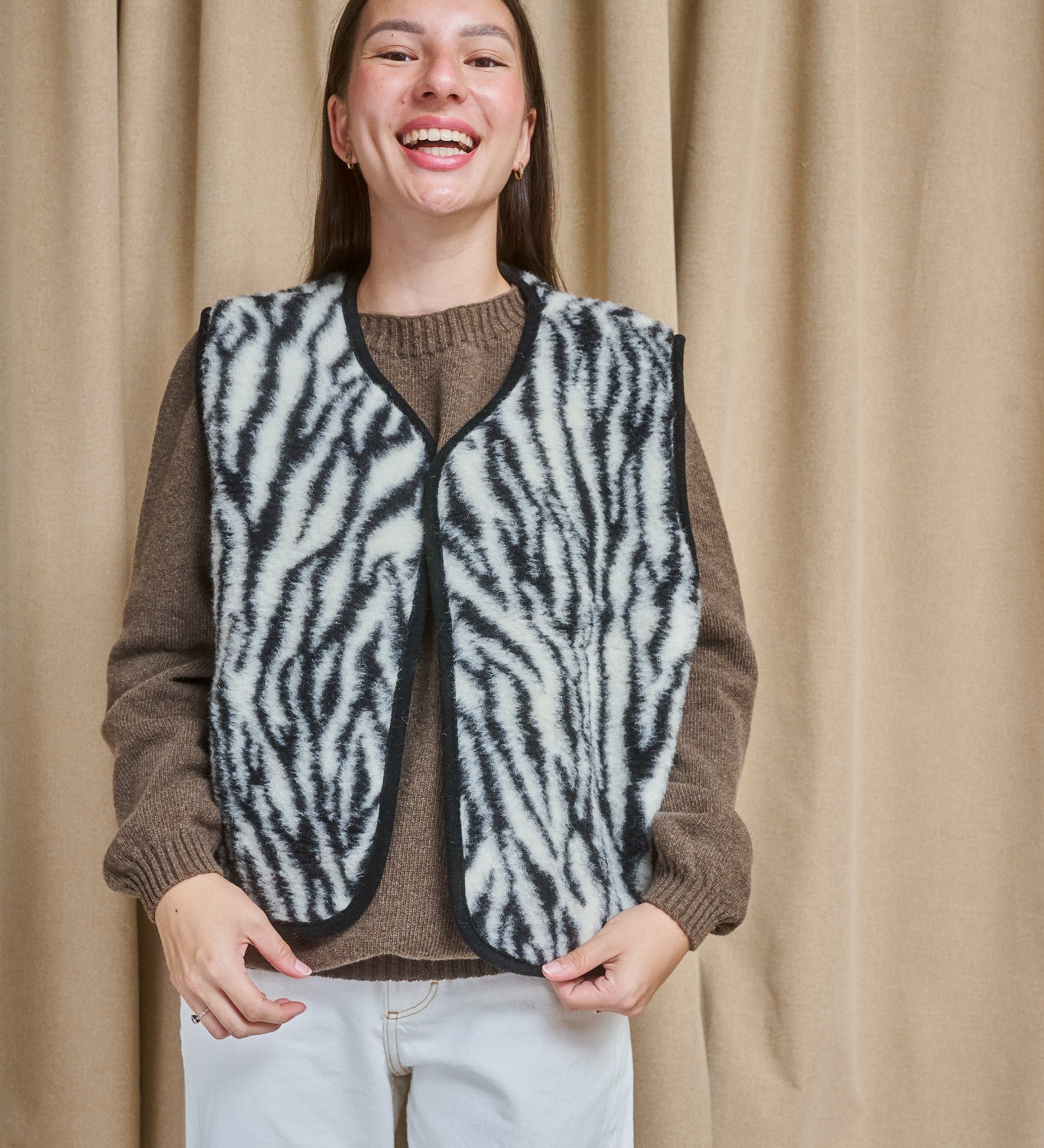 ULV Wełniana kamizelka merino - zebra