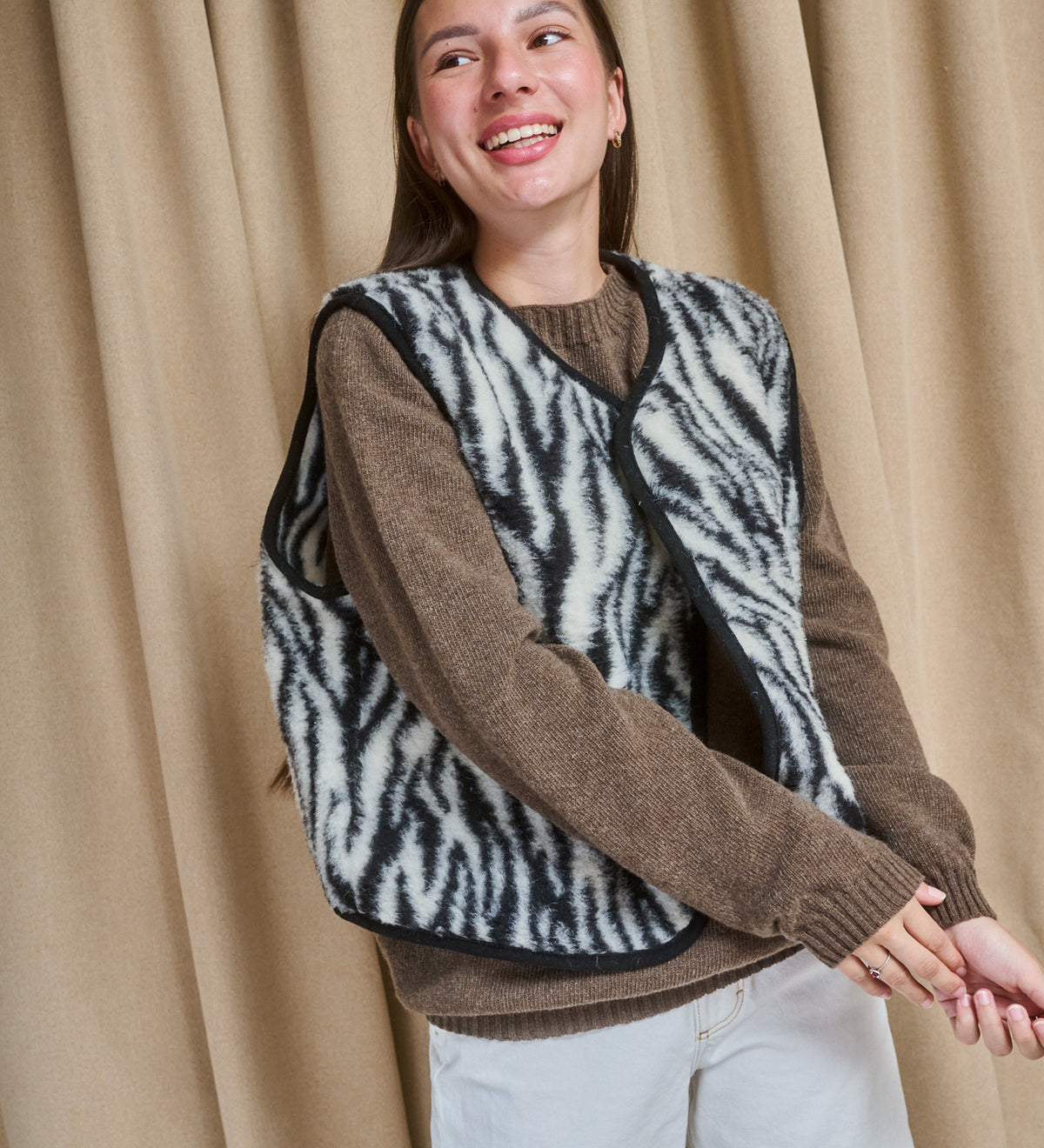 ULV Wełniana kamizelka merino - zebra
