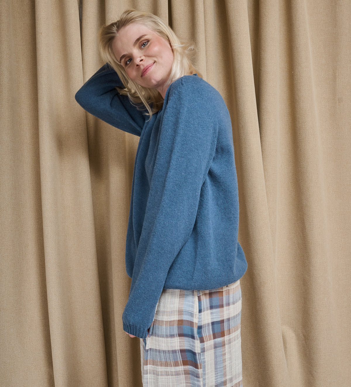 TYRA classic merino wool jumper - Washed Blue