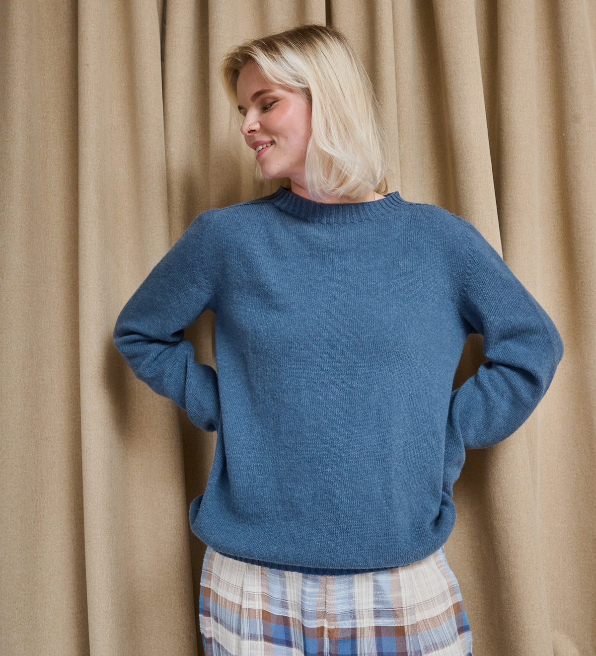 TYRA classic merino wool jumper - Washed Blue