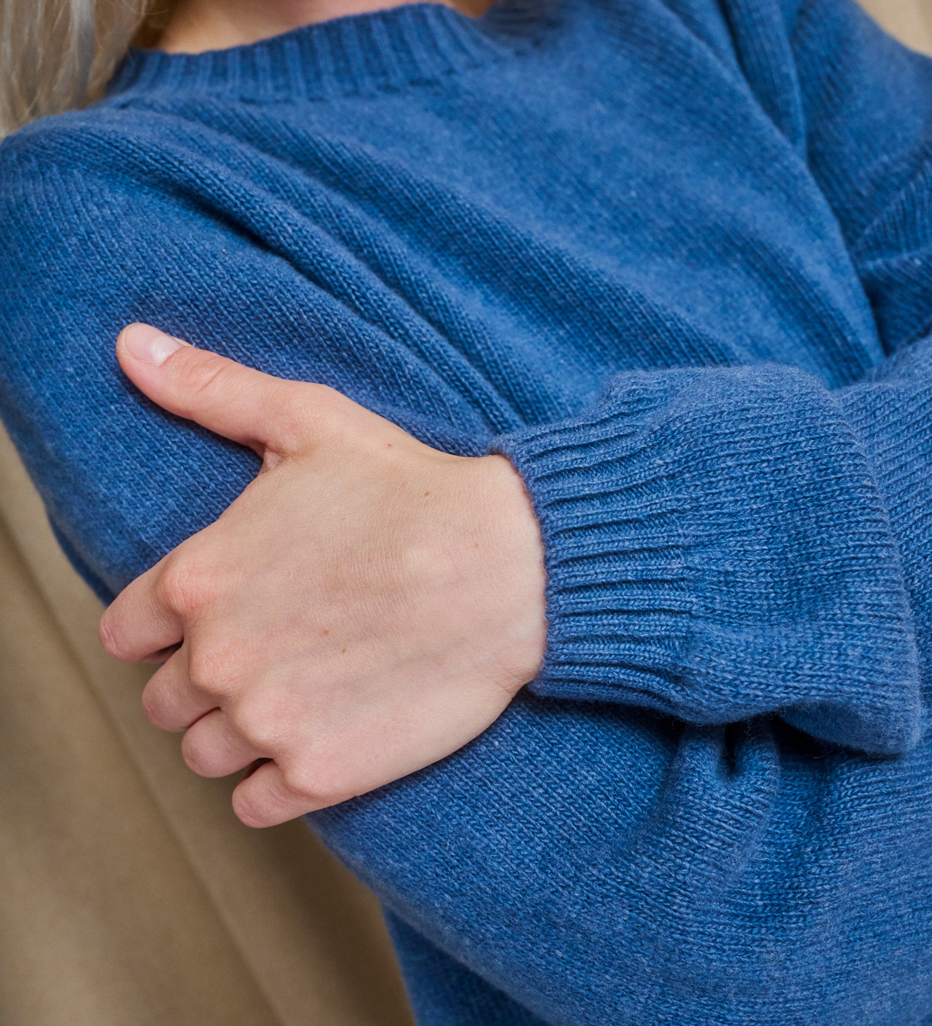 TYRA Klassischer Merinowollpullover - Verwaschenes Blau