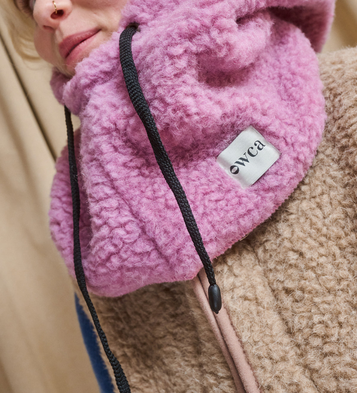 LYKKE Sherpa Fleece Balaclava - dusty rose