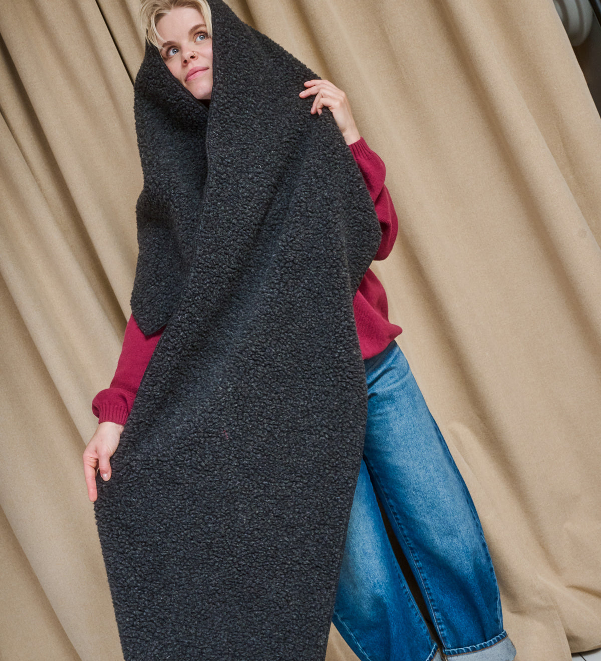 LUMI Long merino wool scarf - ecru