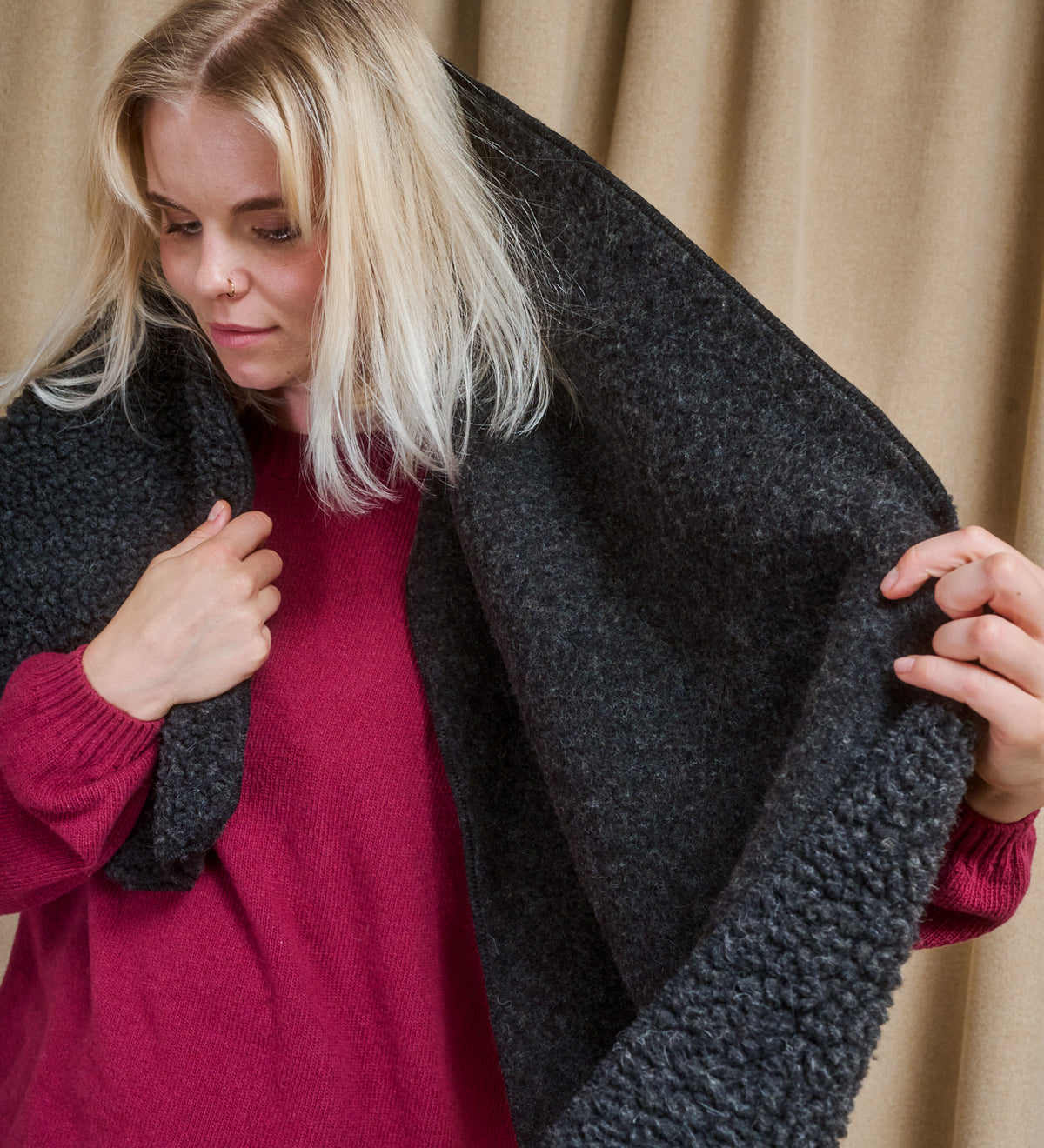 LUMI Long merino wool scarf - ecru