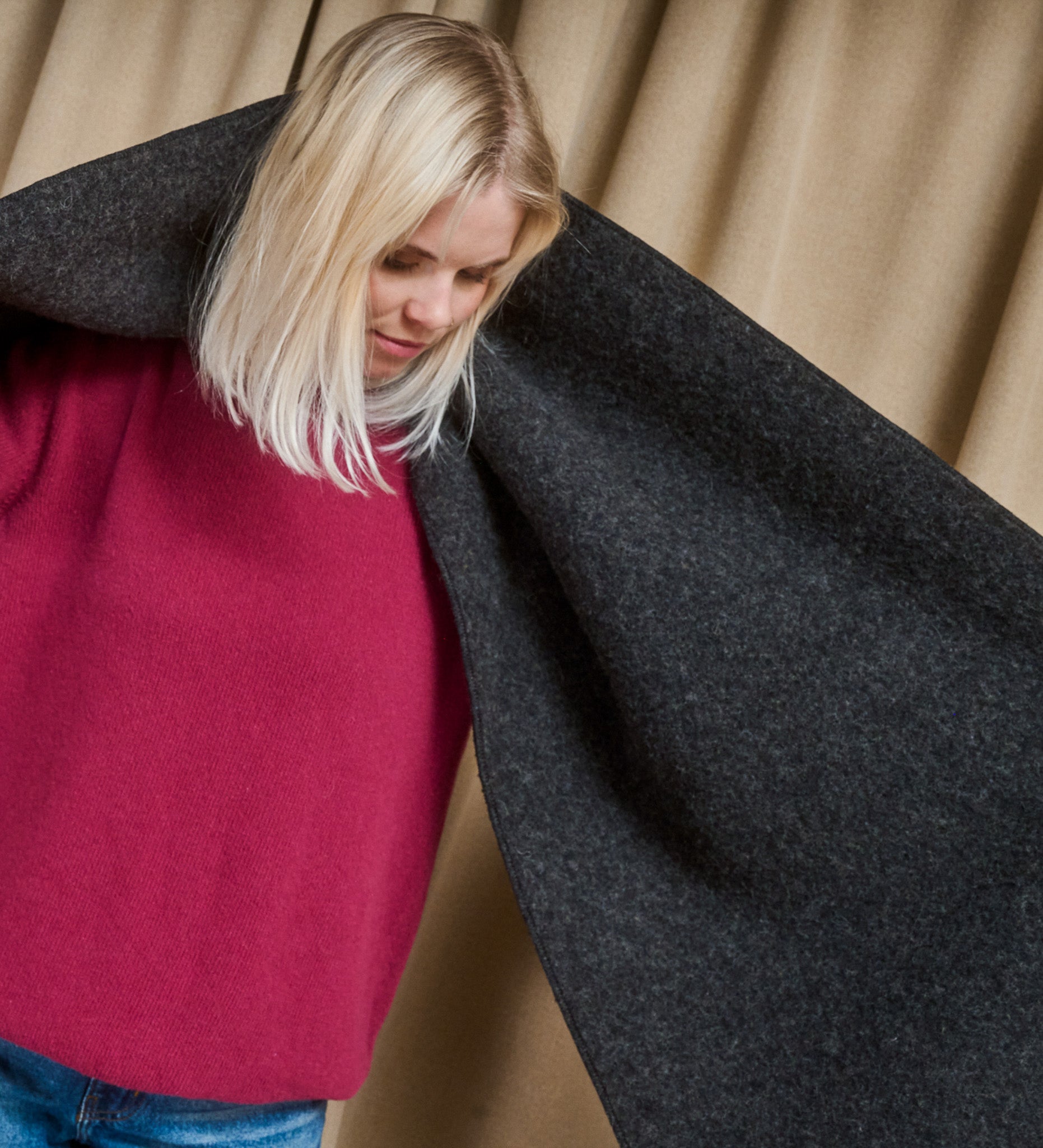 LUMI Long merino wool scarf - ecru