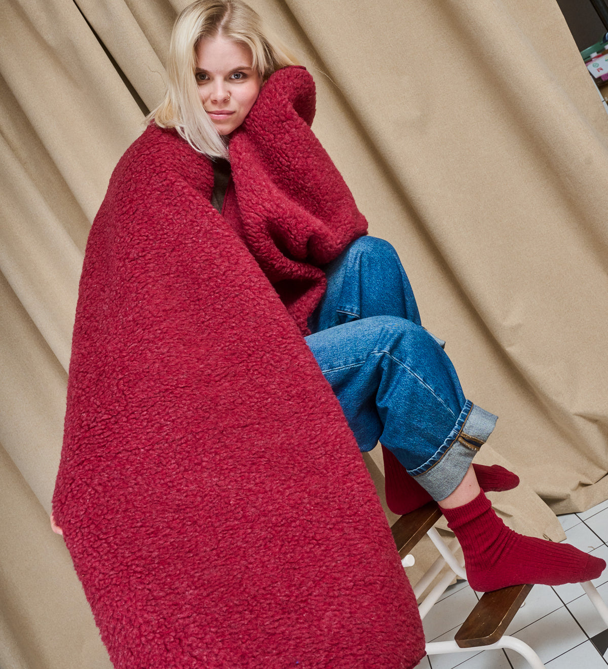LUMI Long merino wool scarf - ecru