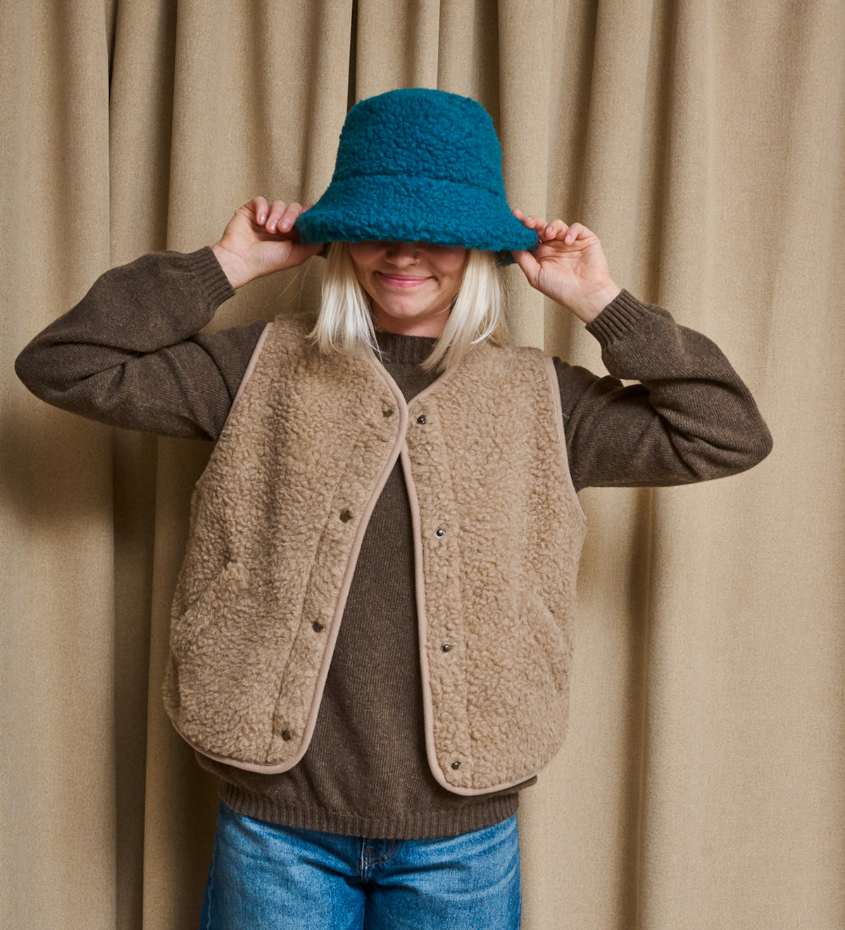BERGEN Bucket hat z wełny merynosa - morski