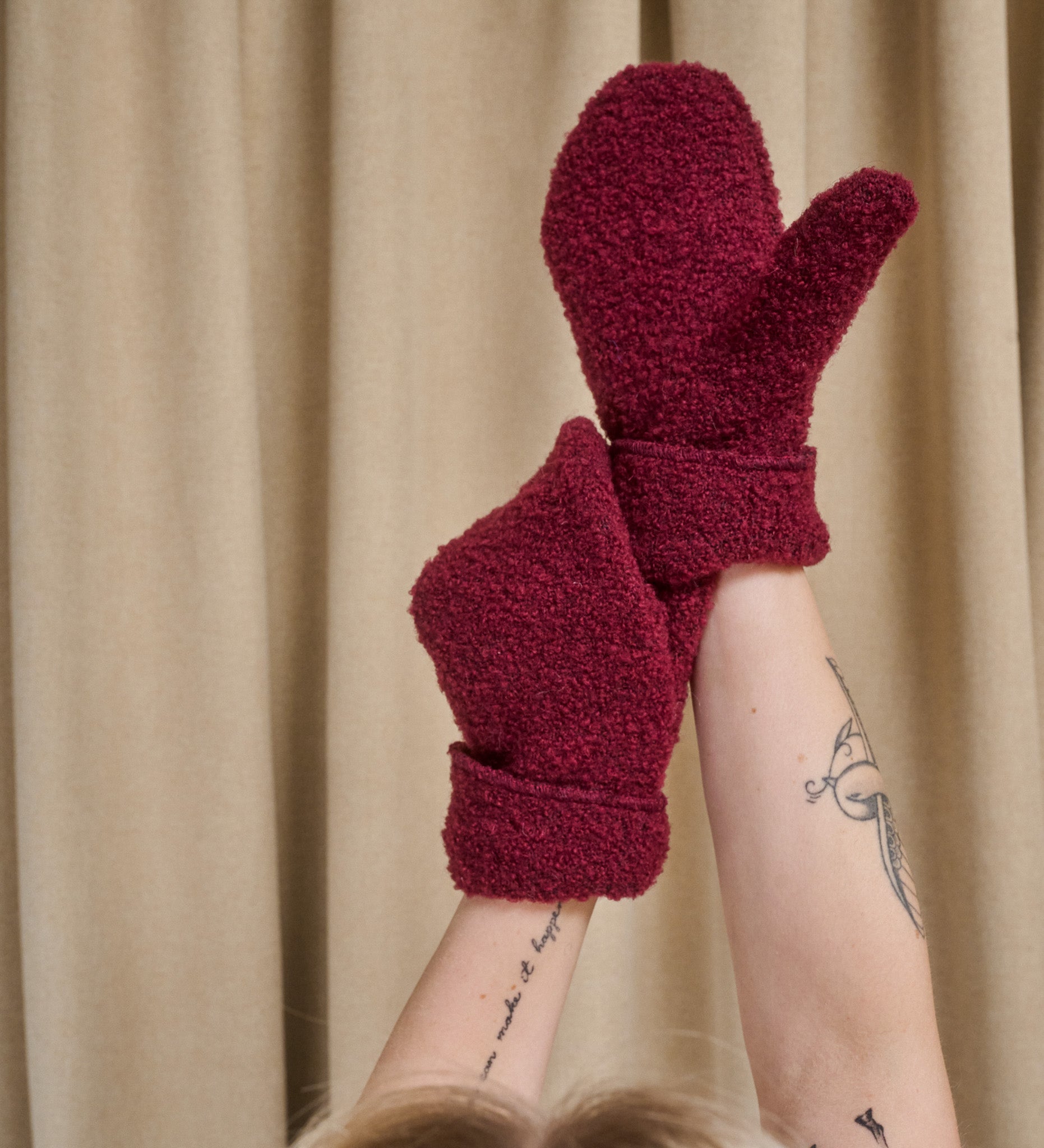 SKY Bouclé-Wollhandschuhe - Bordeaux