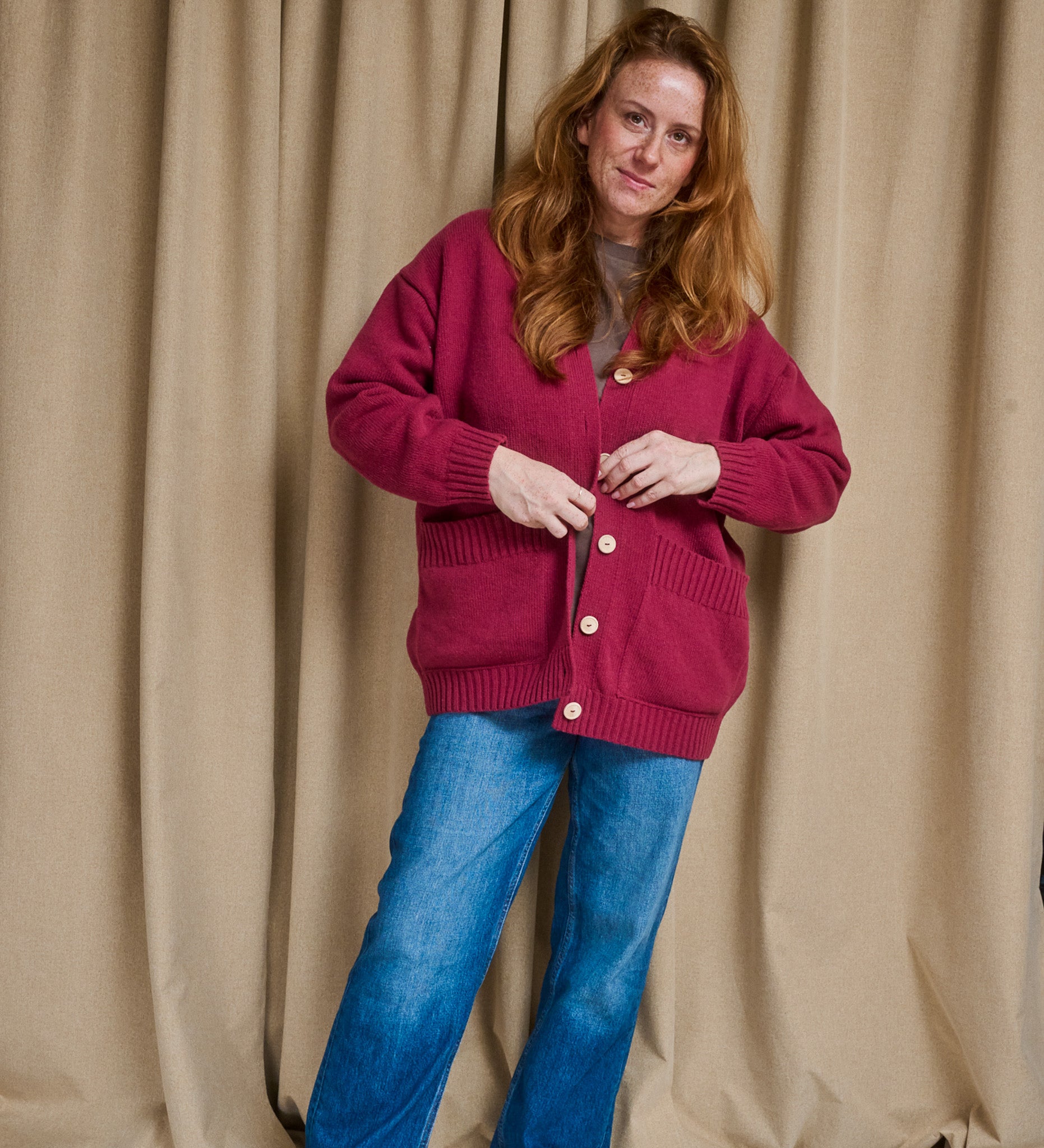MOS Bester Wollcardigan - Getrocknete Himbeere