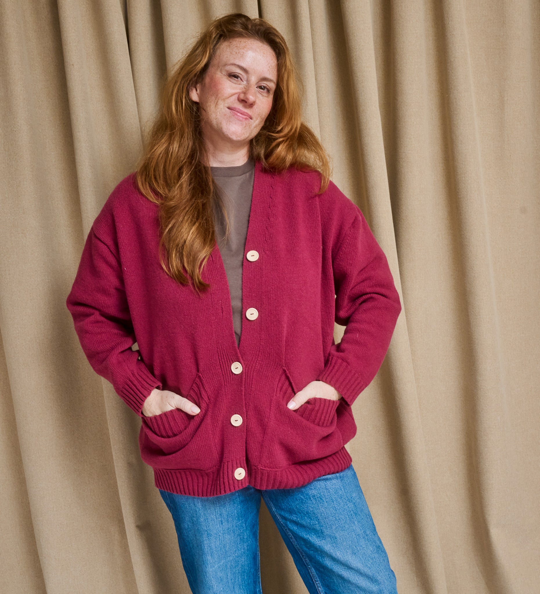 MOS Bester Wollcardigan - Getrocknete Himbeere