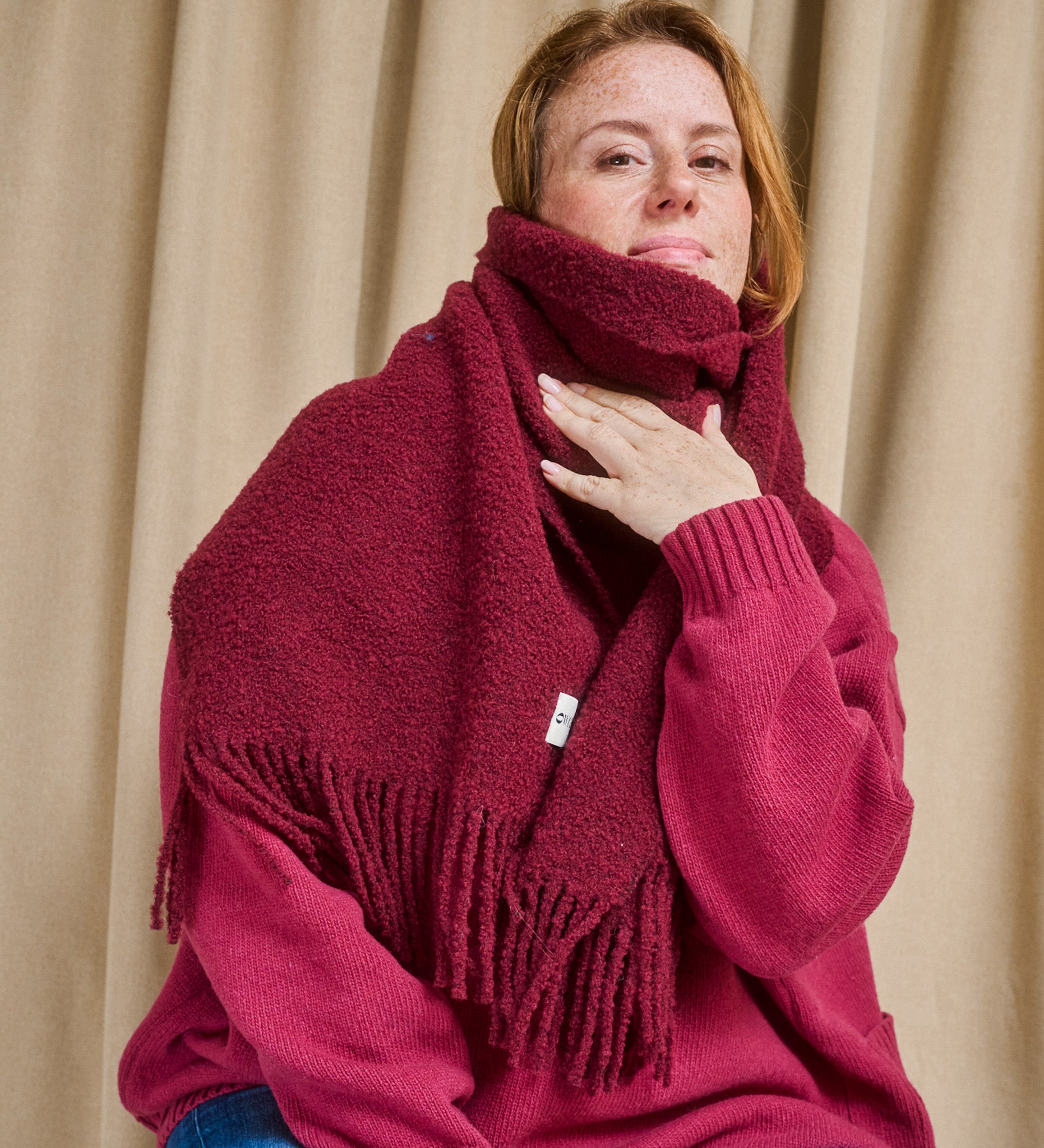 LEAH Merino boucle scarf - chocolate