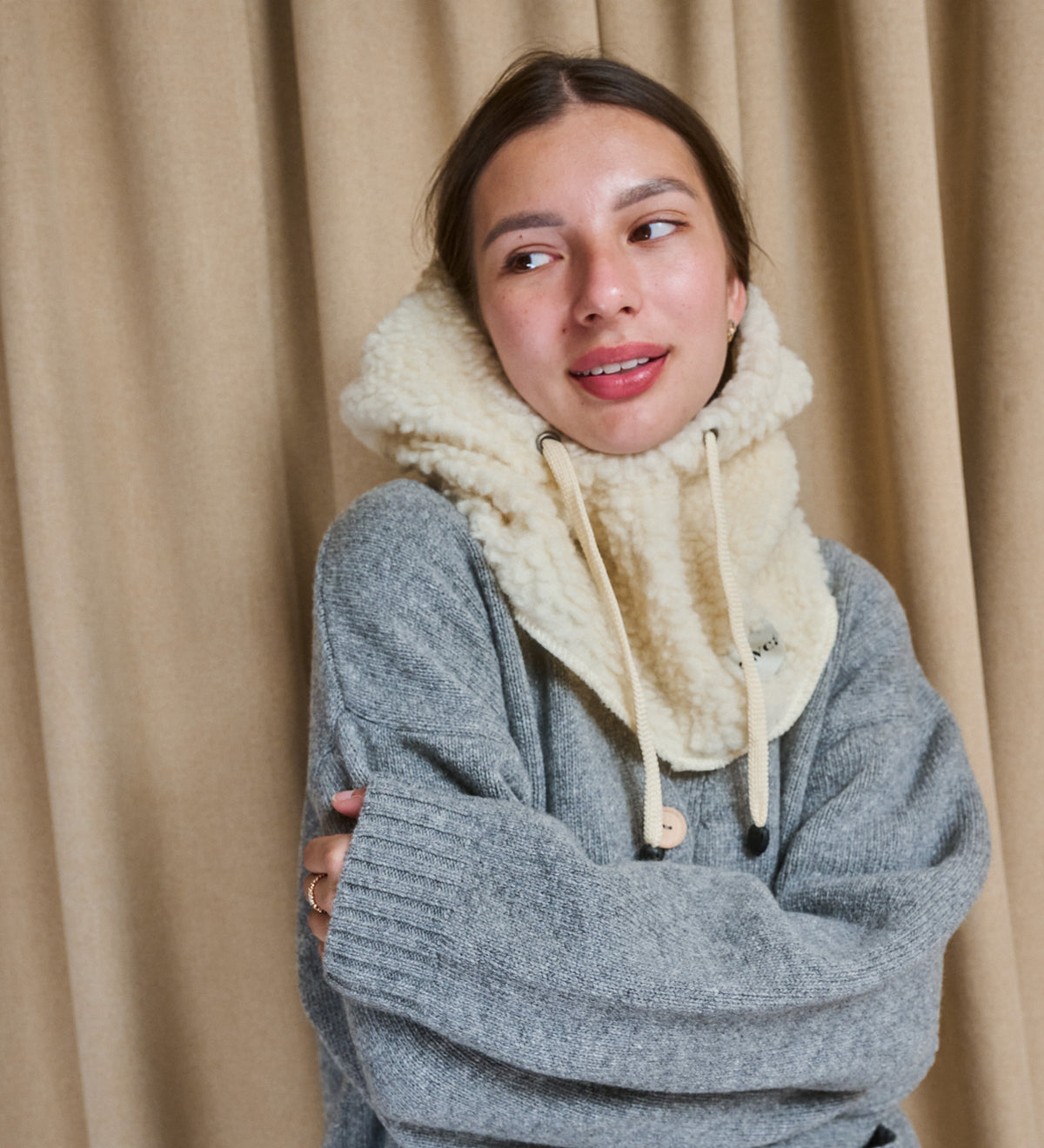 LYKKE Sherpa Fleece Balaclava - ecru
