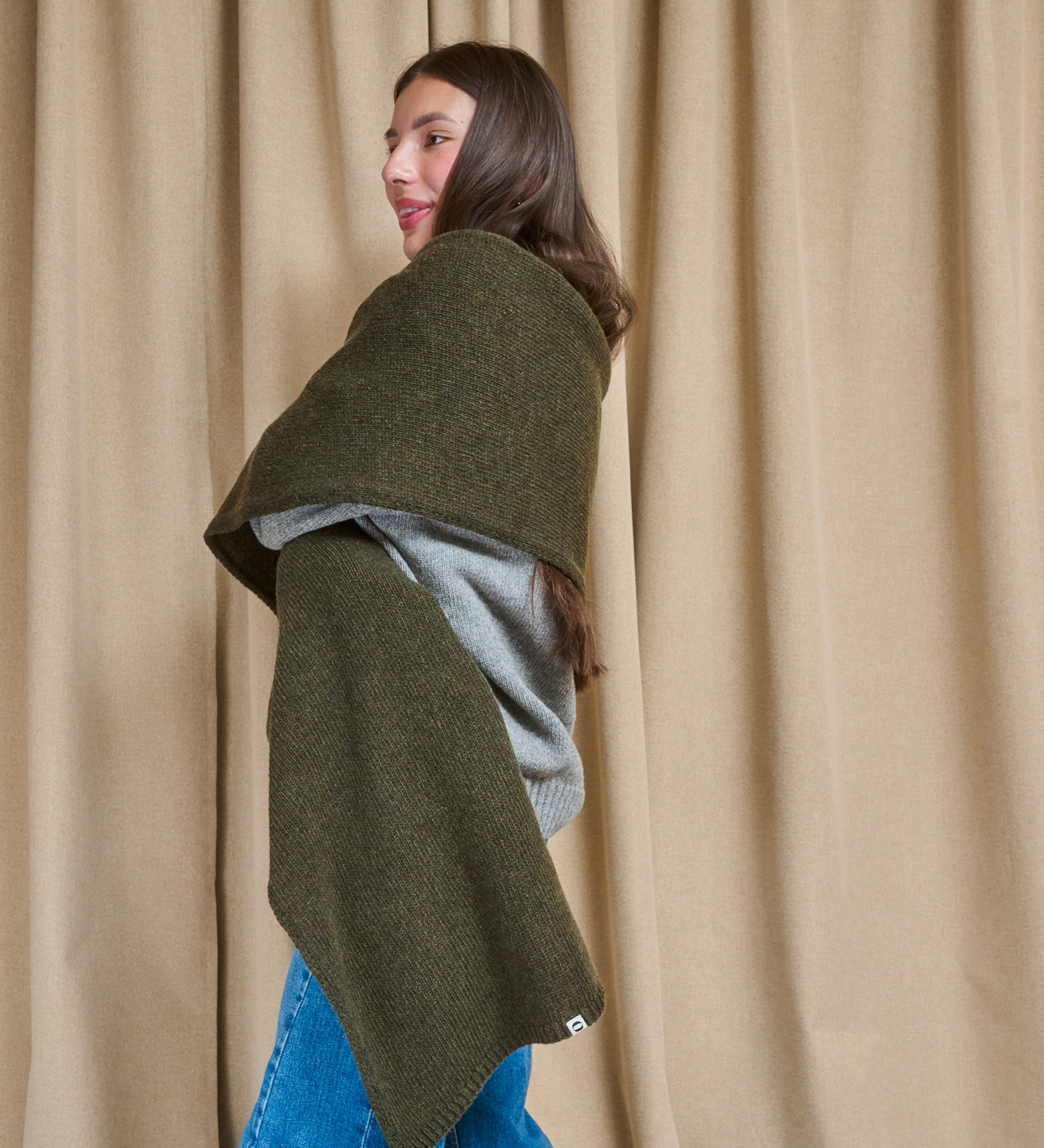 FREYA knitted merino wool scarf - Forest Floor
