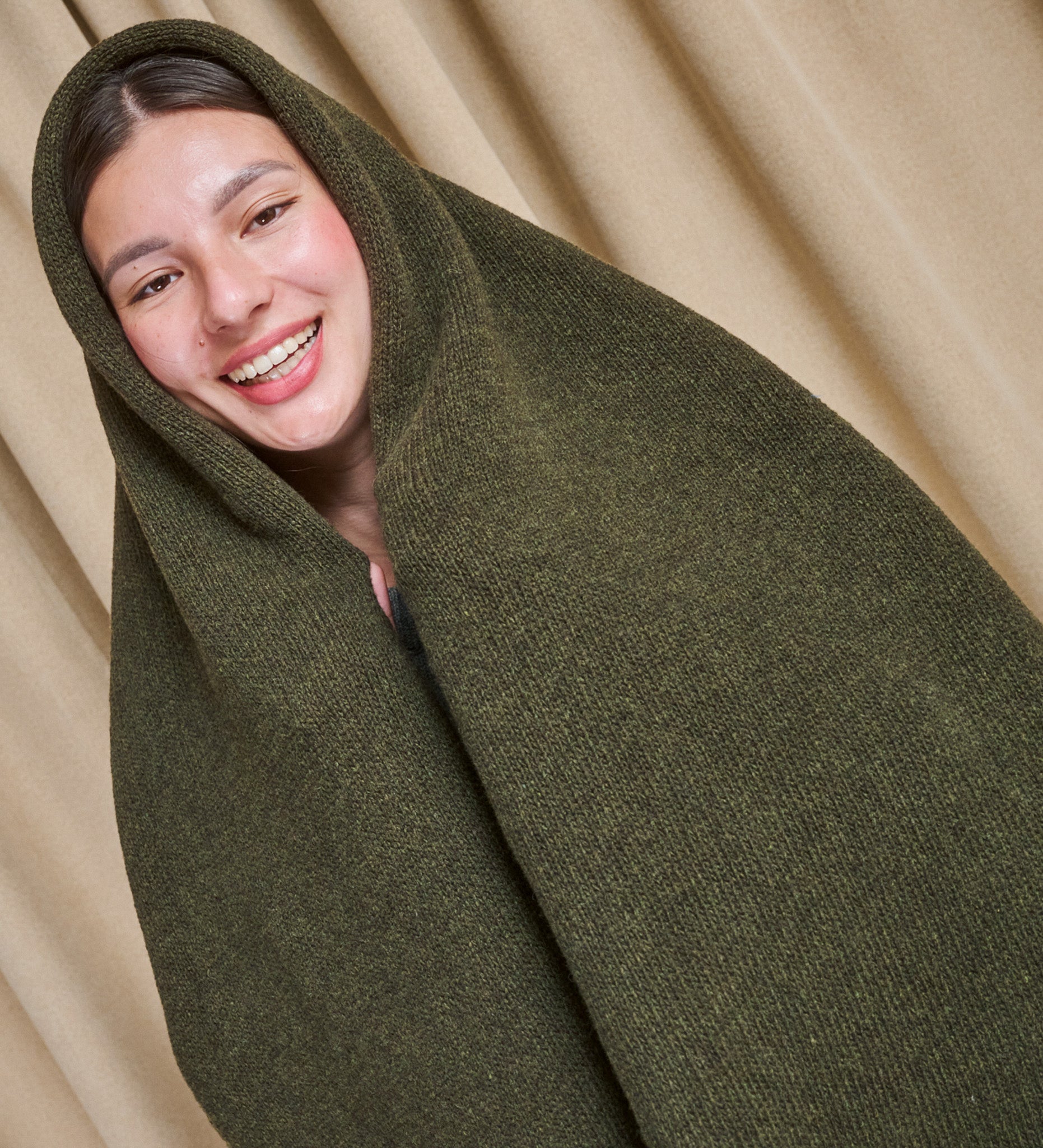 FREYA knitted merino wool scarf - Forest Floor