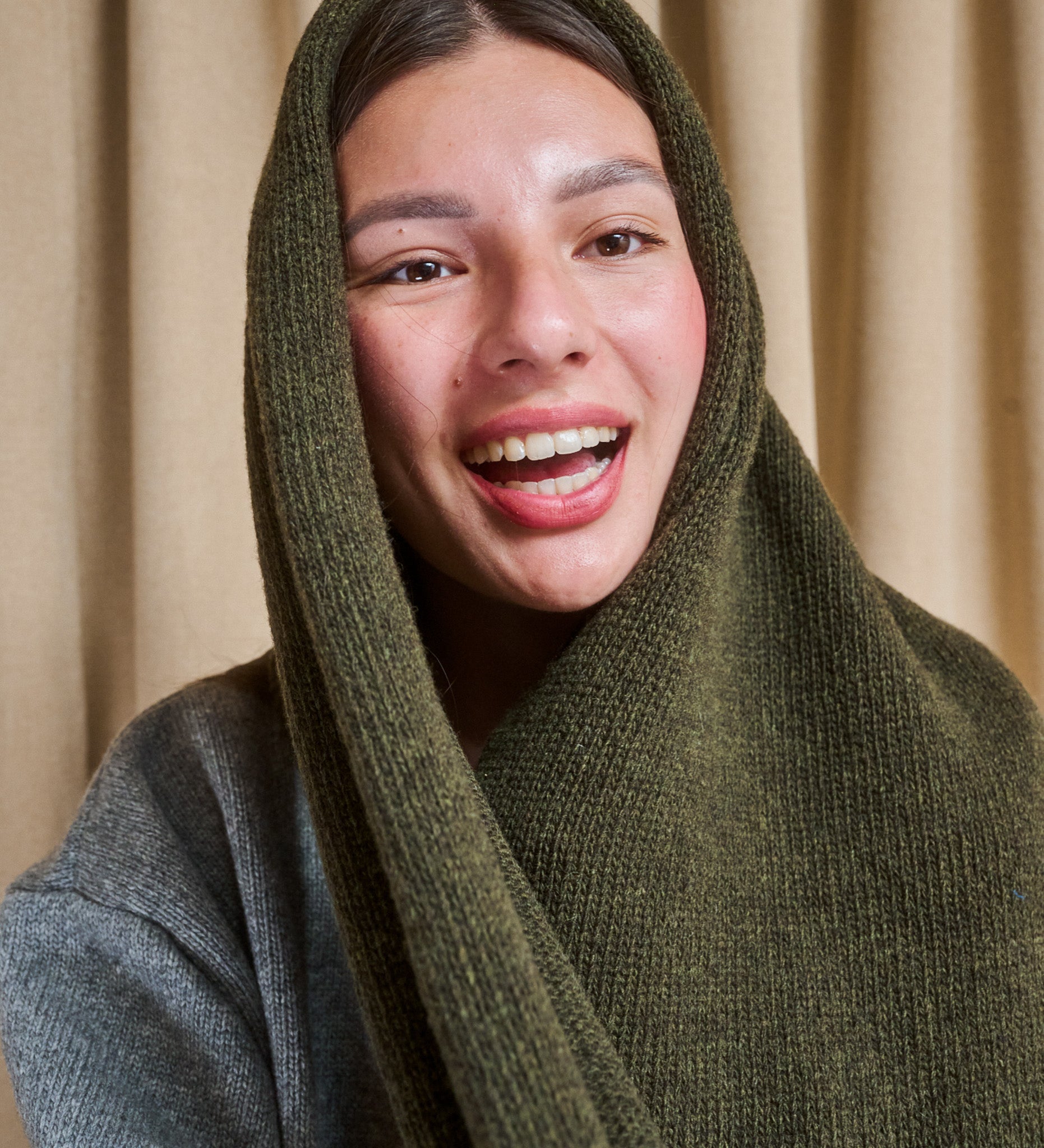 FREYA knitted merino wool scarf - Forest Floor