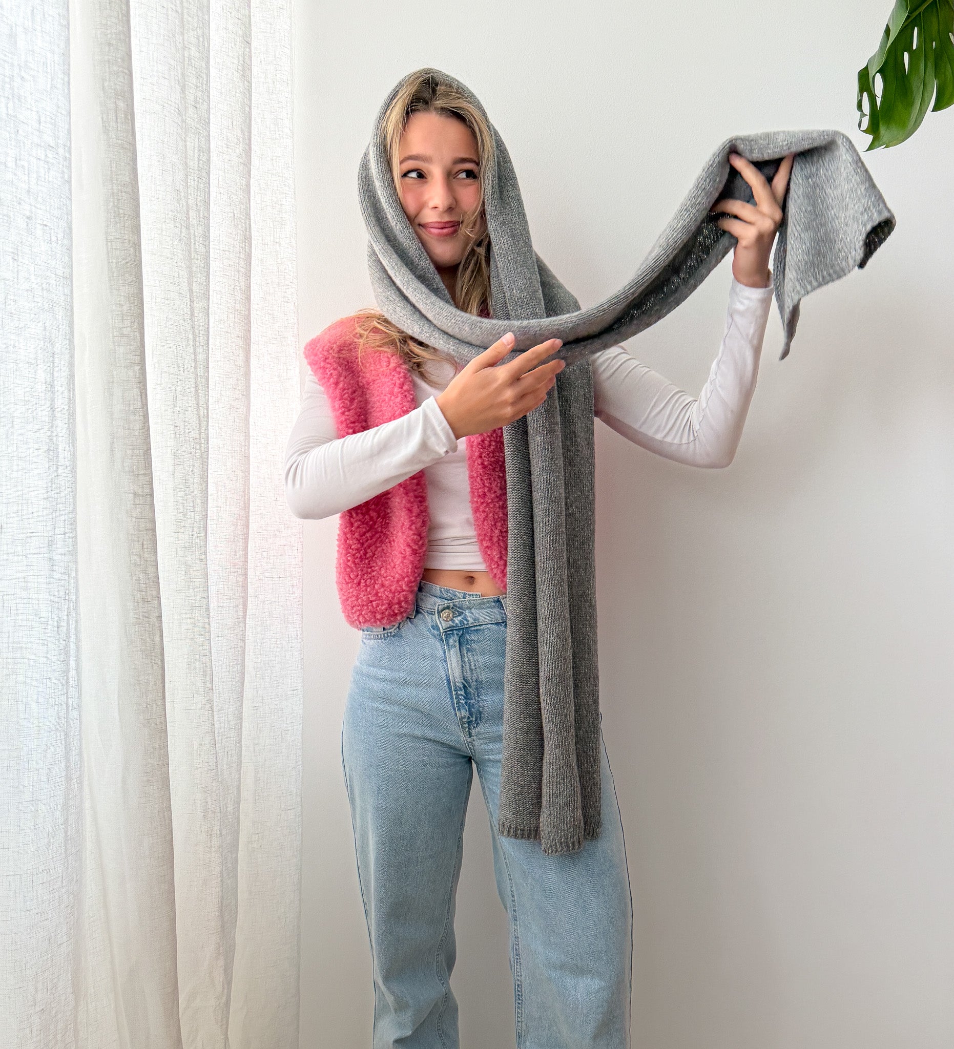 FREYA knitted merino wool scarf - Misty Morning