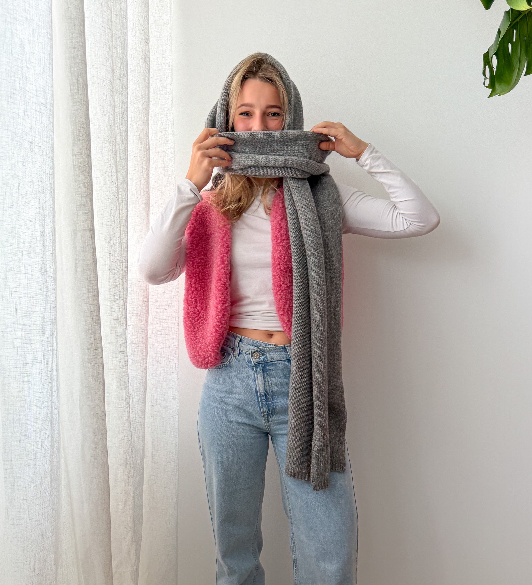 FREYA knitted merino wool scarf - Misty Morning