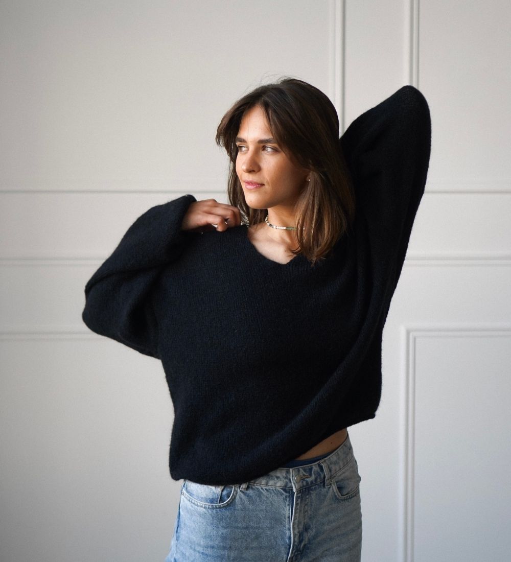 GEMMA Leichter Pullover mit Wolle und Mohair - Schwarz
