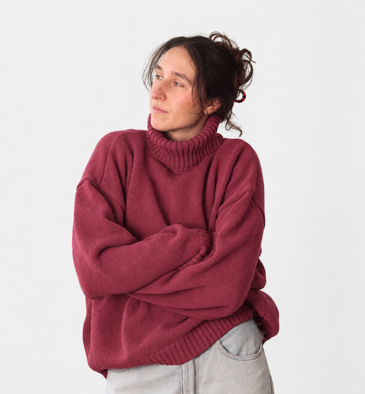 TYRA classic merino wool jumper - Dried Raspberry