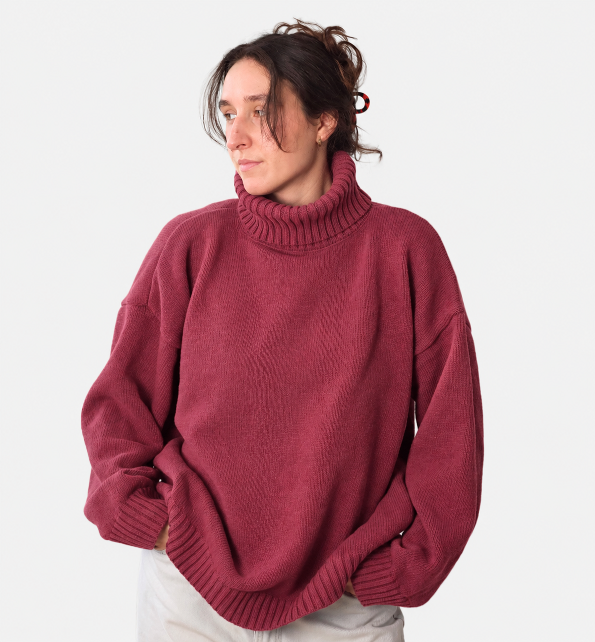 TYRA classic merino wool jumper - Dried Raspberry