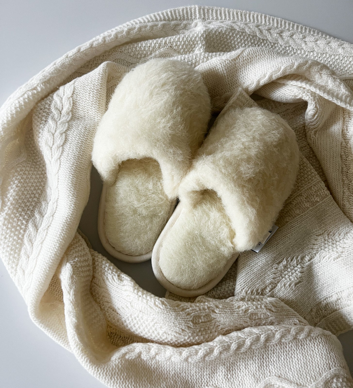GRETA Wool slippers cashmere mule slippers - ecru
