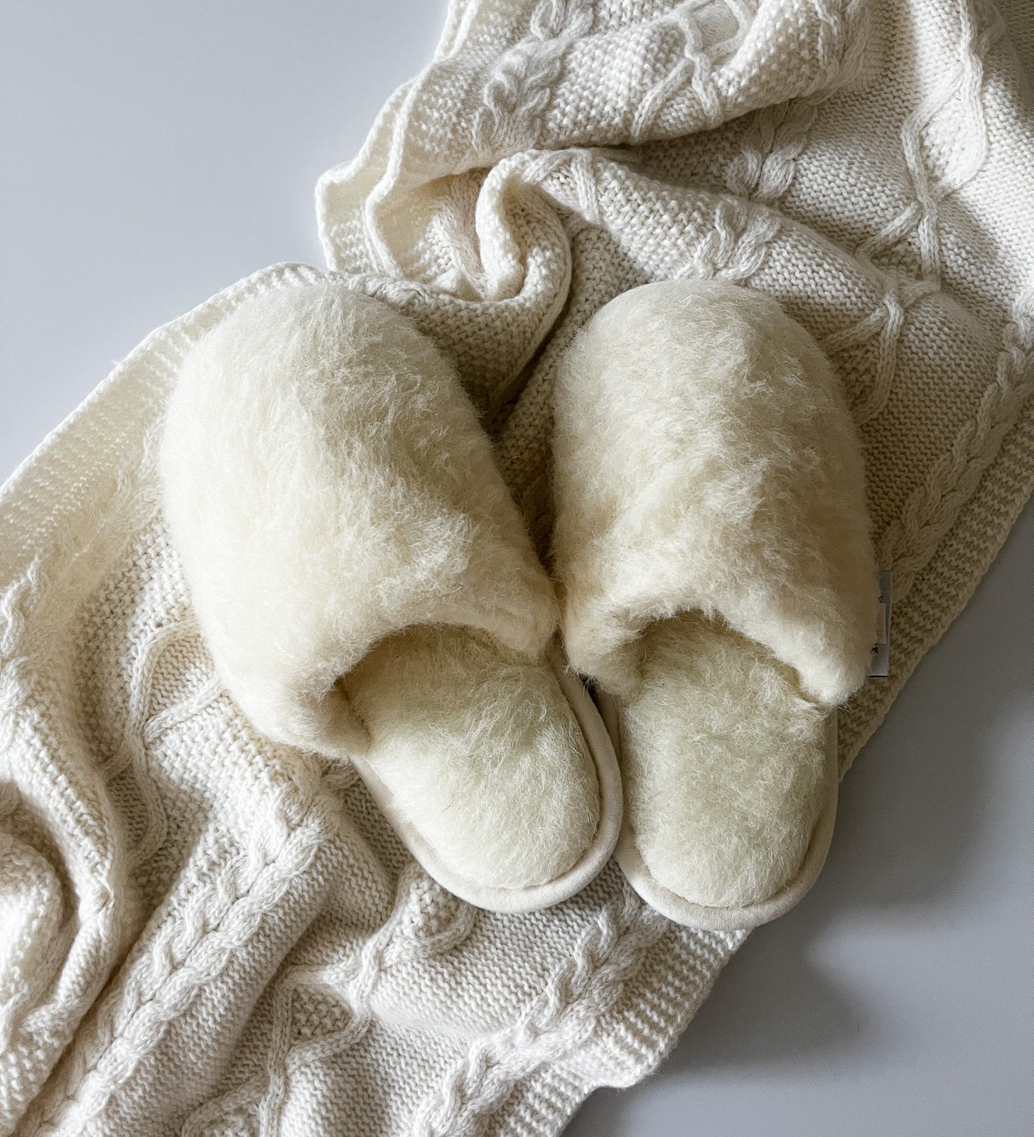 GRETA Wool slippers cashmere mule slippers - ecru