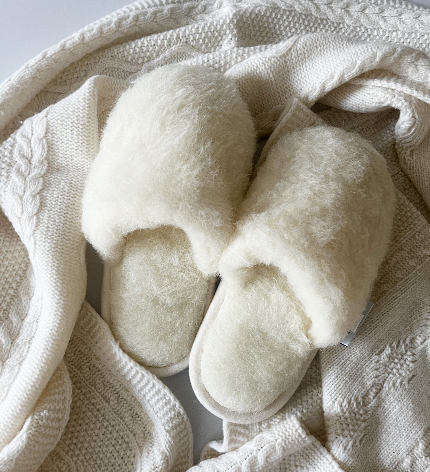 GRETA Wool slippers cashmere mule slippers - ecru
