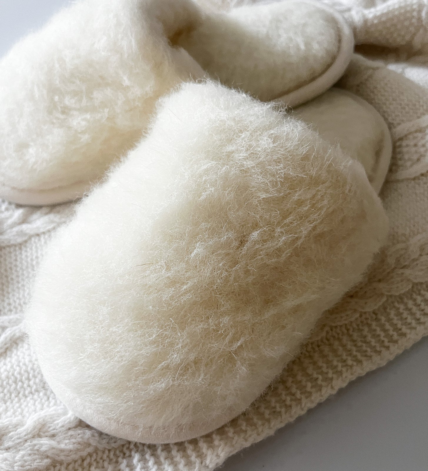 GRETA Wool slippers cashmere mule slippers - ecru