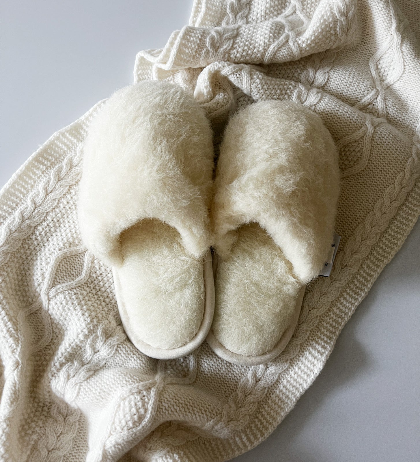 GRETA Wool slippers cashmere mule slippers - ecru