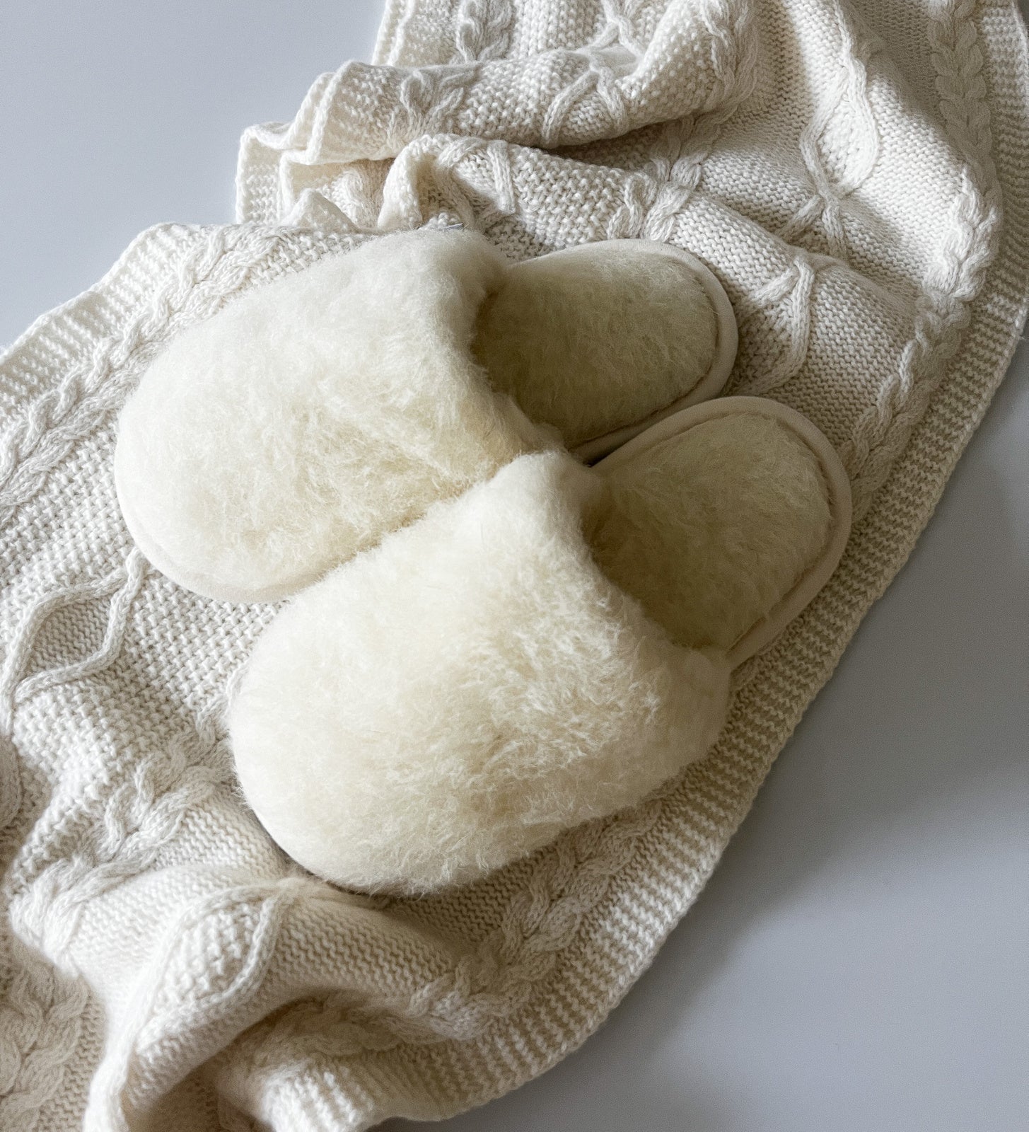 GRETA Wool slippers cashmere mule slippers - ecru