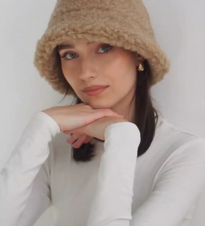 Wełniany bucket hat dębowy z merynosa